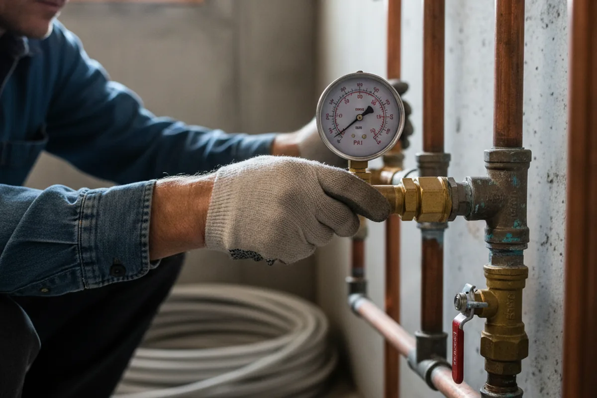 Pressure testing a repaired line during Water Line Repair in Banning